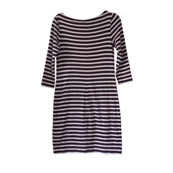 Gap Pima Cotton Nautical Striped Resort Coastal Boatneck Burgundy Dress M - Picture 3 of 8